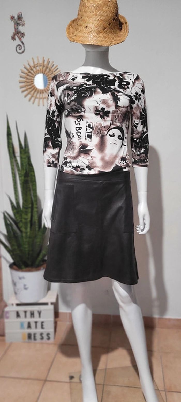 Jupe effet cuir et daim - photo numéro 2