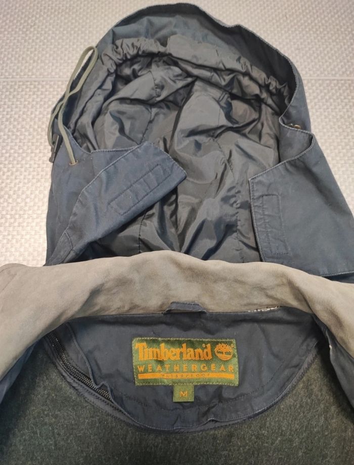 Trench M Timberland vintage Manteau long Bleu marine foncé Homme logo brodé 2002 doublure intérieure - photo numéro 7