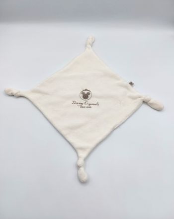 Doudou carré plat blanc cassé Disney Originals since 1928 Mickey 4 nouettes Carrefour