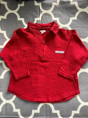 Polo manches longues rouge Catimini bébé col zippé
