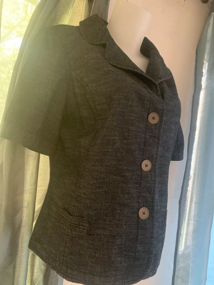 Veste Blanche porte en Jean manches courtes taille 44 - photo numéro 4