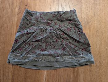 Jupe velour kaki motif fleurs 3 ans Kiabi