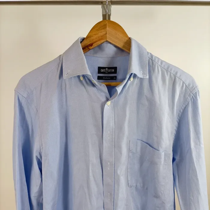 Chemise bleu ciel Café Coton Paris 100% coton col classique taille 40/41 A1300 - photo numéro 2
