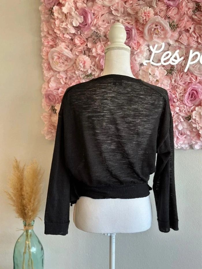 Blouse cache-cœur façon boléro en maille noire, taille S - Bimba y Lola - photo numéro 7