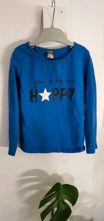 T-shirt manches longues "happy", 100% coton. 6 ans