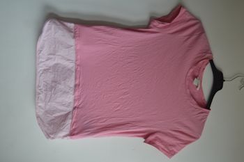 T-shirt H&M rose bi-matière manches courtes taille XS