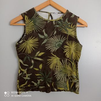 Débardeur kaki à motif feuillage t34/36