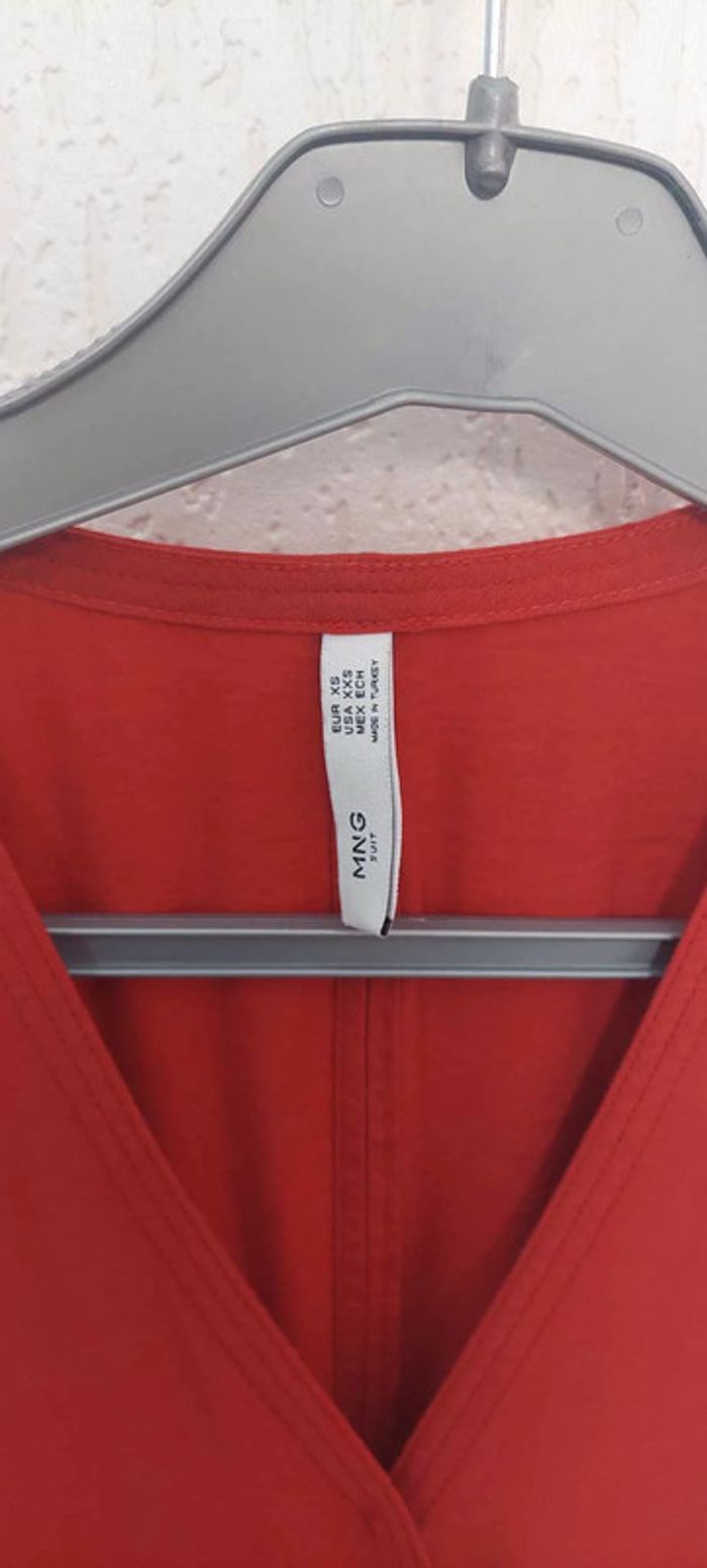 Superbe robe longue Mango XS rouge foncé coupe portefeuille très bon état - photo numéro 2