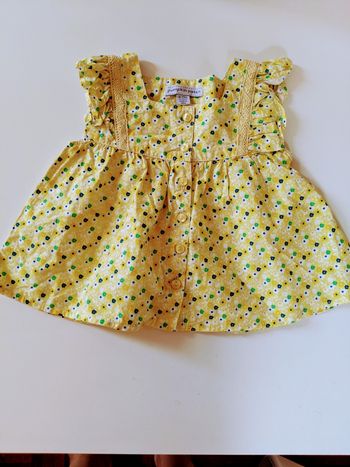 Blouse tunique chemisier fleurs jaune 6-12 mois 74 cm neuf