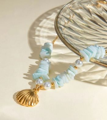 Collier coquillage turquoise ✅