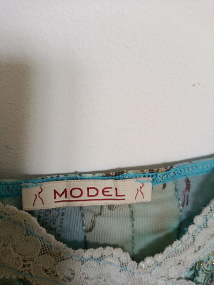 Top fluide vert/bleu imprimé paisley Model vintage - photo numéro 6