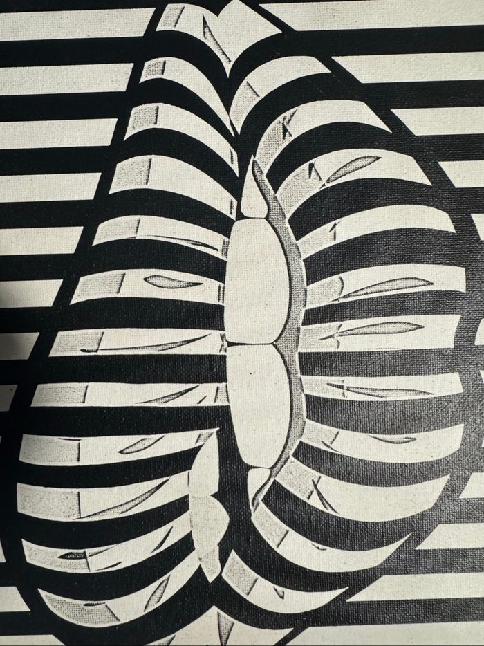 Tableau illusion d’optique lèvres noires en toile 30x40cm - photo numéro 3