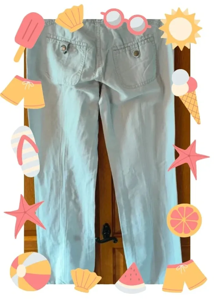 Pantalon en lin gris clair 38 - photo numéro 2