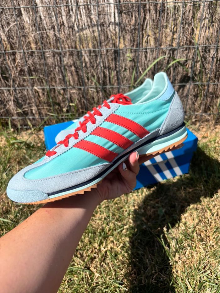 Baskets Basses adidas SL 72 -Bleu turquoise Rouge Magma - Taille 39 1/3 - photo numéro 3