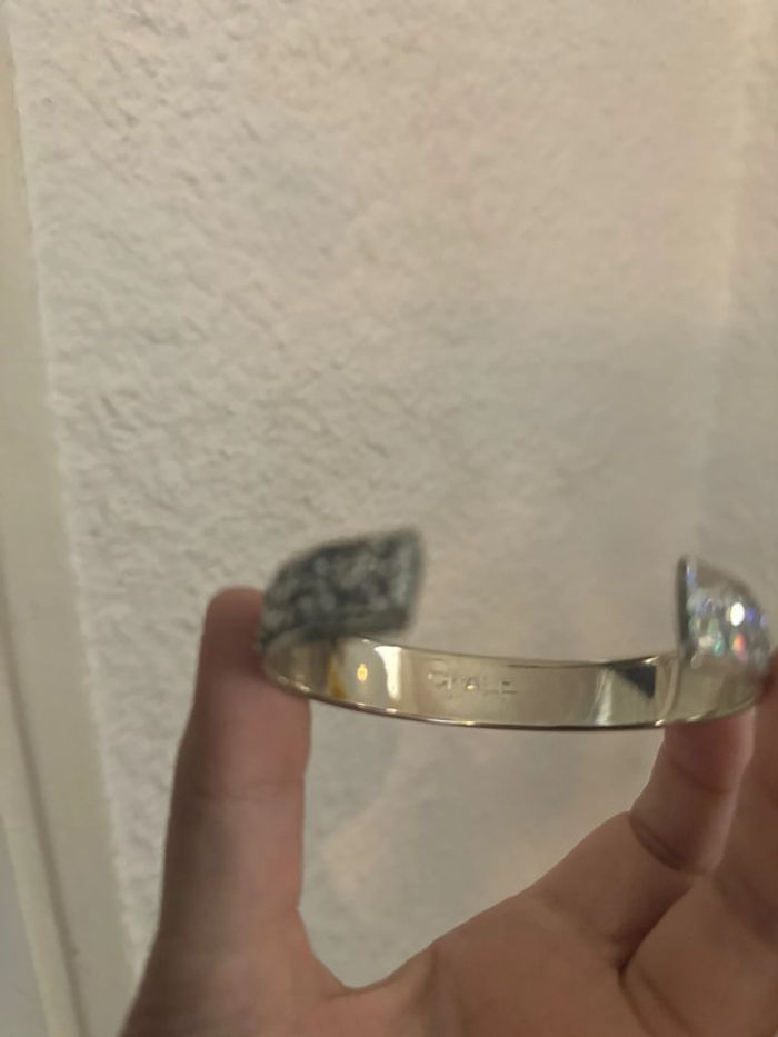 Bracelet manchette opale glitter paillette argent irridescent - photo numéro 3