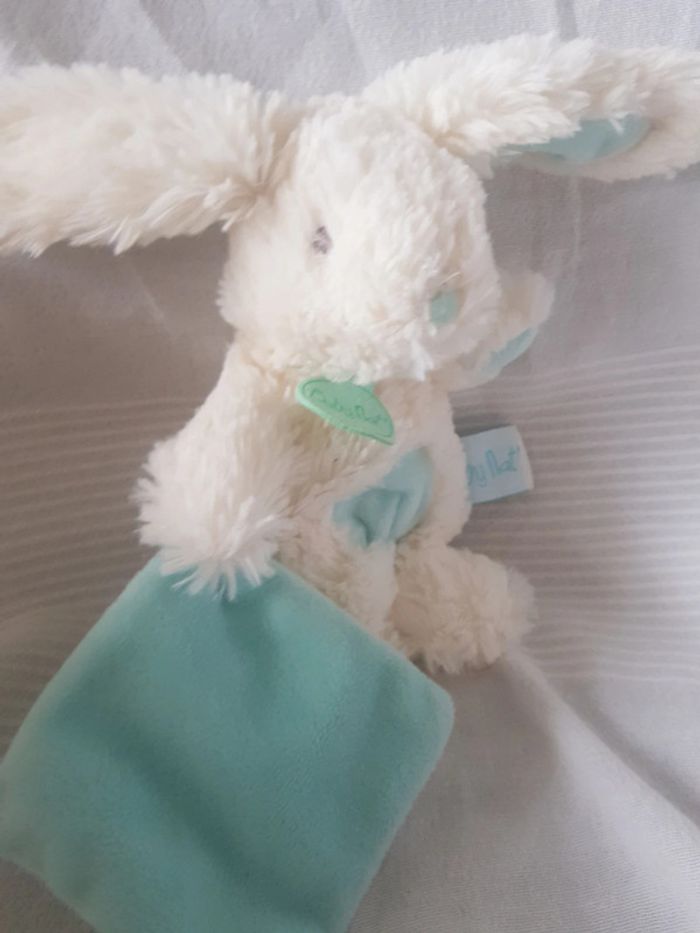 Lapin avec mouchoir bleu Babynat - photo numéro 2