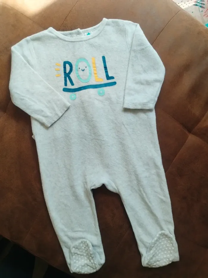 Pyjama velours 1 pièce garçon 12 mois