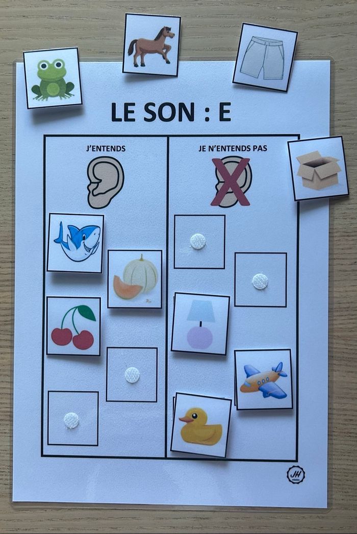 Fiche Montessori : J’entends / J’entends pas le son : E - photo numéro 2