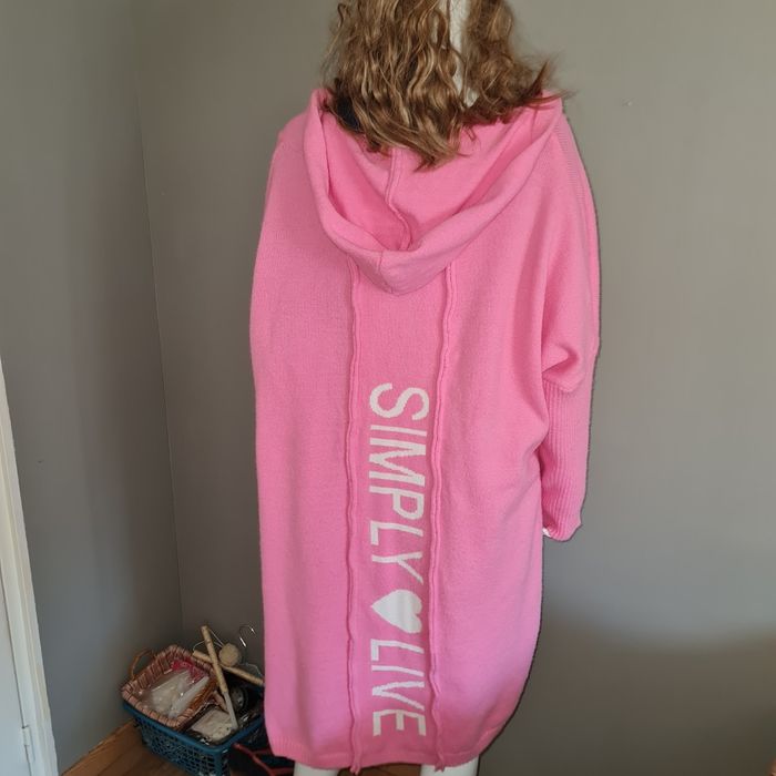 Long gilet maille oversize rose neuf - photo numéro 6