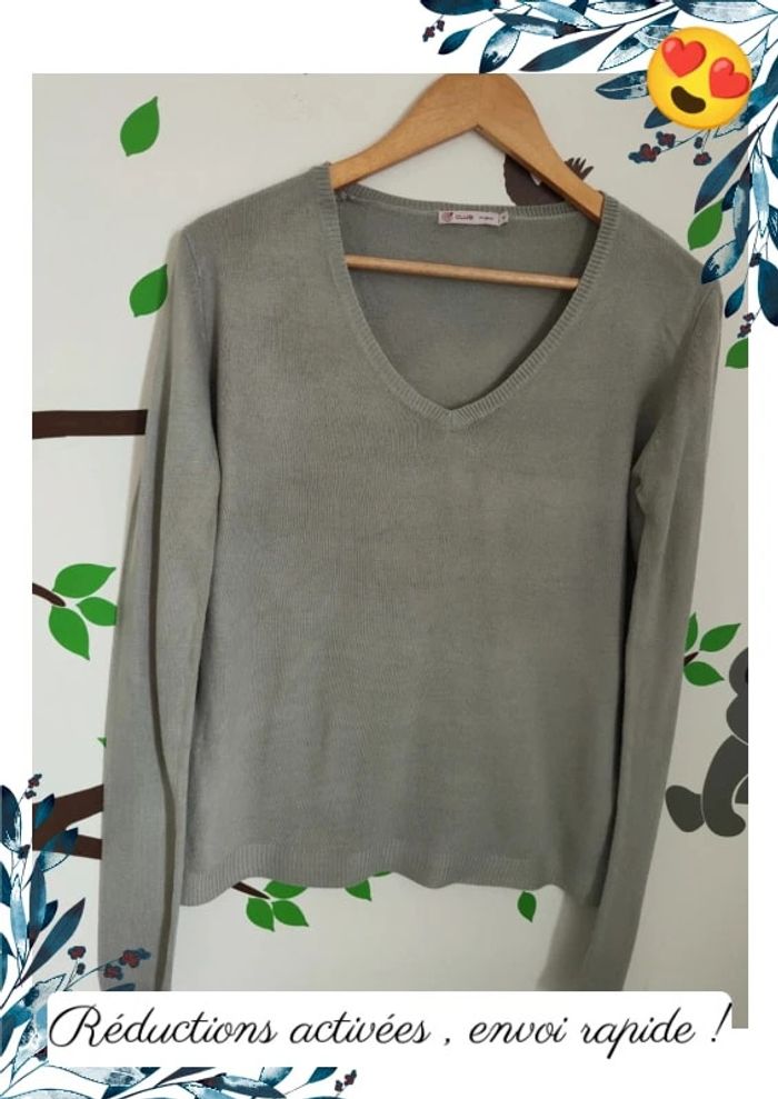 Pull gris Gémo femme M - photo numéro 2