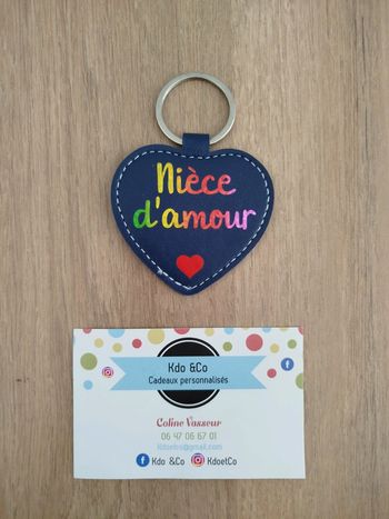 Porte-clé similicuir coeur nièce d'amour