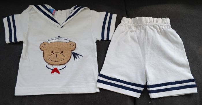 Ensemble short et tee-shirt marin 12 mois - photo numéro 2