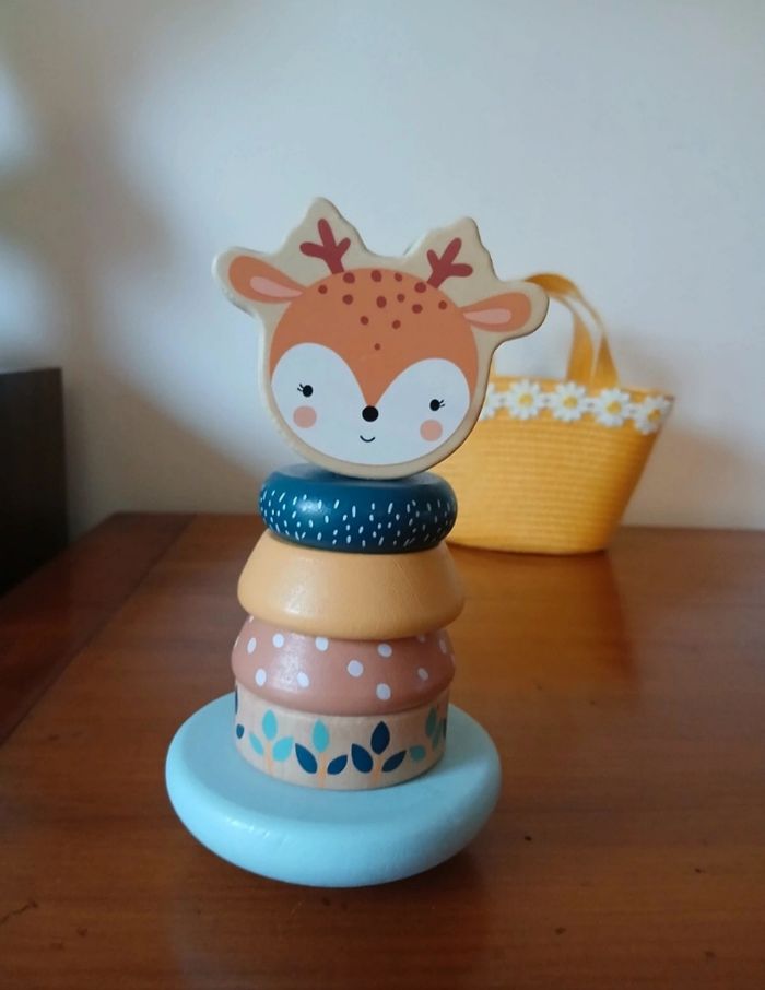 jouets bois massif : Biche-culbuto à empiler + Hippo à faire rouler - photo numéro 2