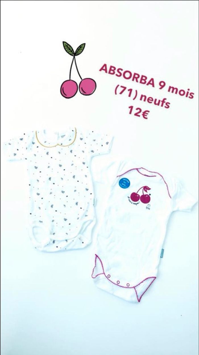 2 bodies 9 mois (71) absorba neufs
