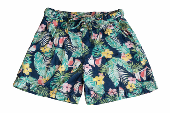 Short fille, 8 ans. Motif tropical.