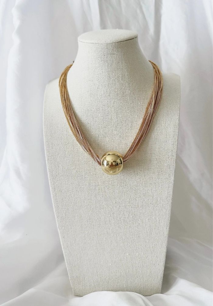 Collier doré multi-chaîne à boule