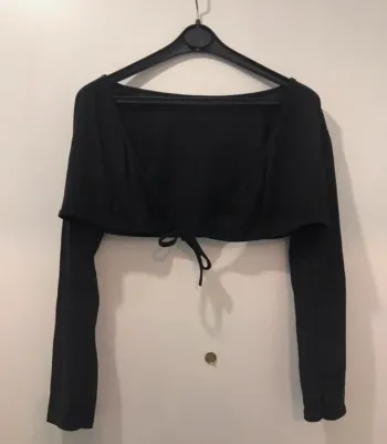 Gilet top court manche longue été noire taille S