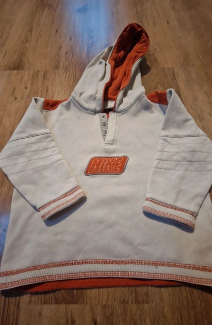 Sweat à capuche nike beige et orange - photo numéro 3