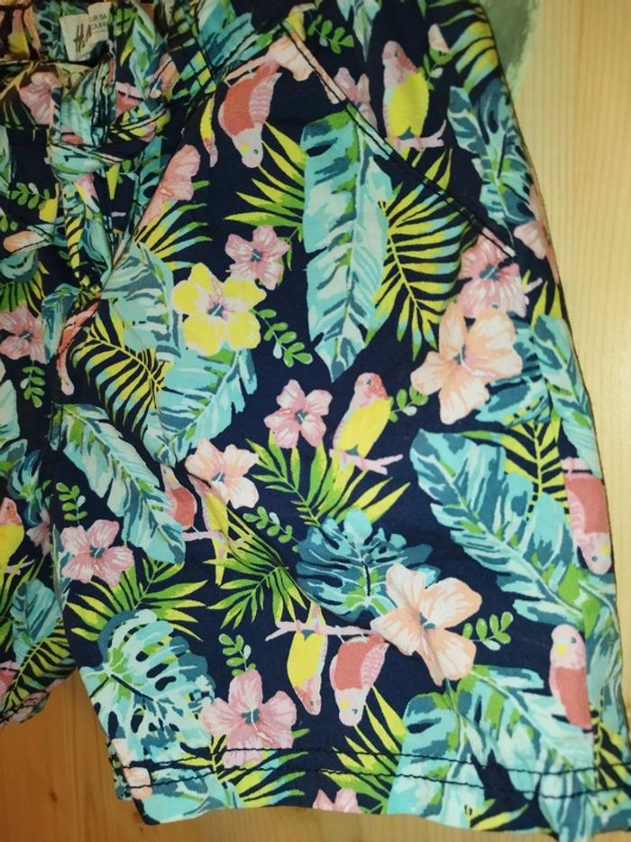 Short tropical fleurs feuilles oiseaux - photo numéro 7