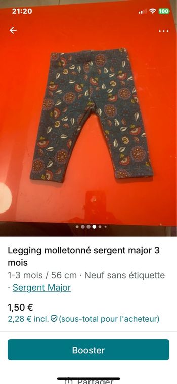 Legging molletonné sergent major 3 mois