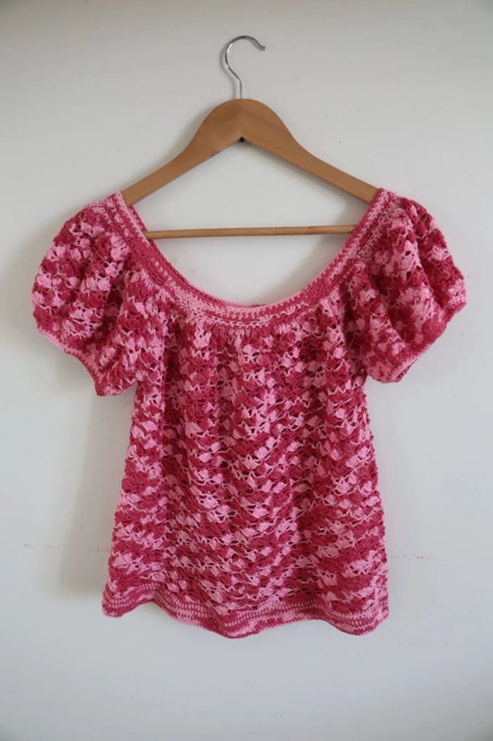 C38 Top Crochet rose Taille 38