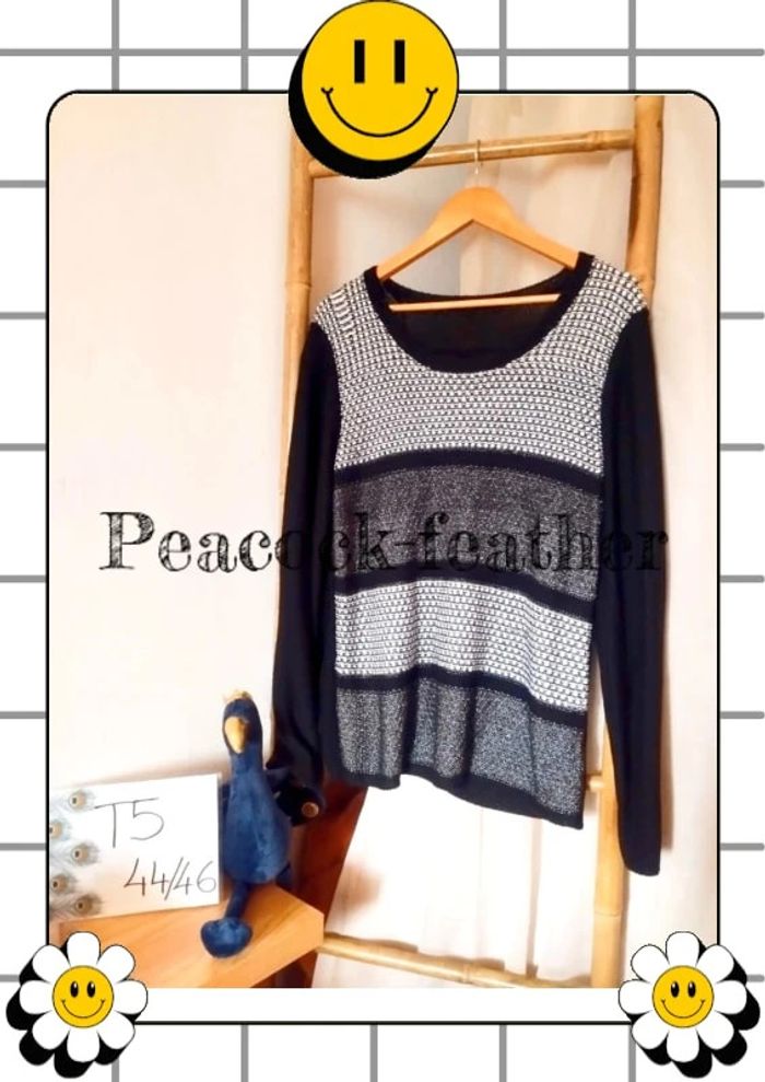 Pull noir gris T5 femme