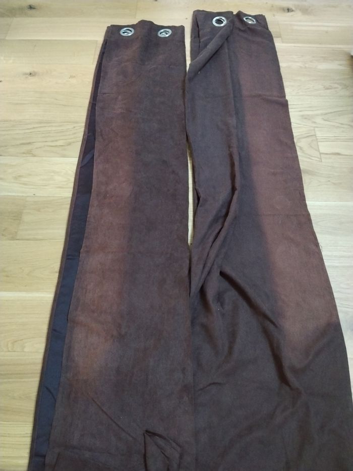 Paire de rideaux marron à oeillets - photo numéro 2