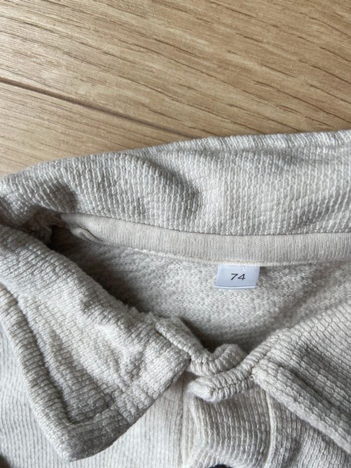 Ensemble beige haut à col et pantalon rayé Zeeman 74cm - photo numéro 3