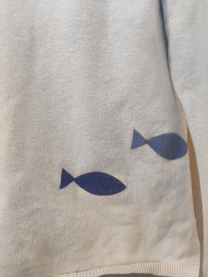 Pull blanc poisson Okaïdi 6 ans - photo numéro 2