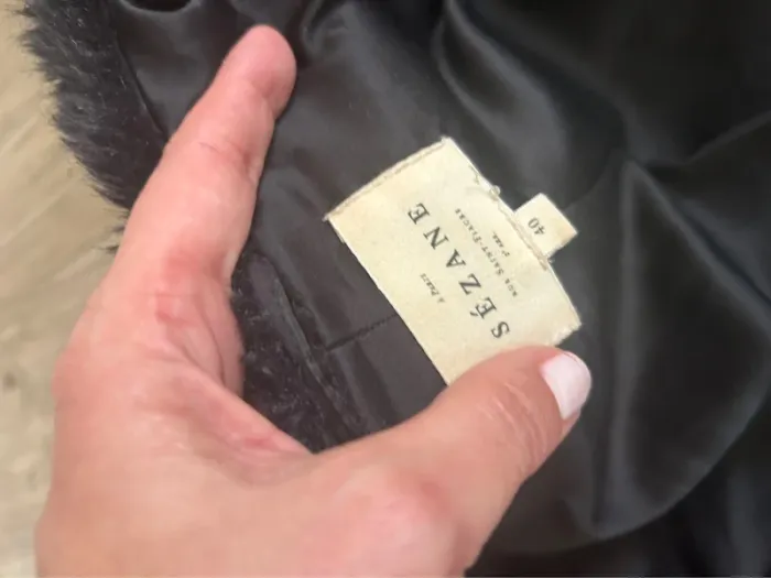 Sezane veste, manteau, fausse fourrure noire,Lilo femme, taille 40 - photo numéro 10