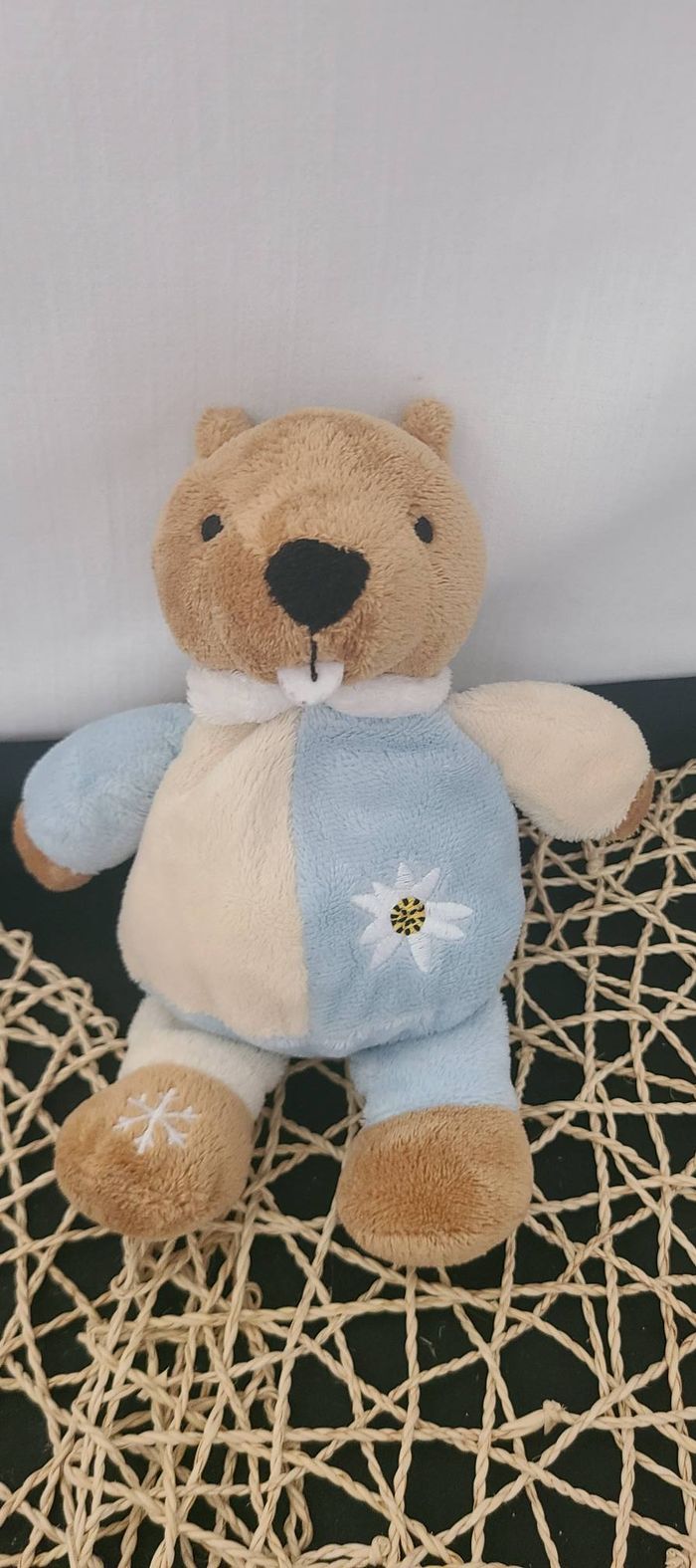 LOVY PELUCHES beige bleu garrot 20 cm