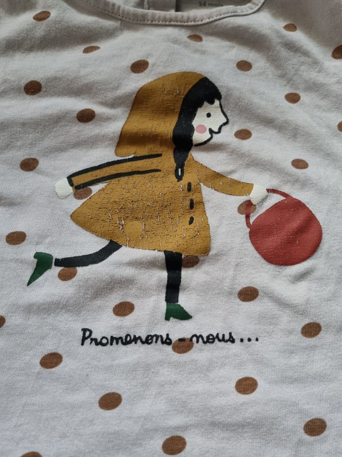 T-shirt manches longues à pois 24mois - photo numéro 2