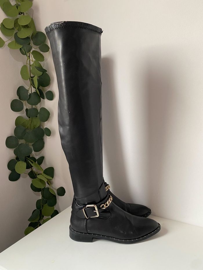 Bottes en cuir noires Zara - photo numéro 7