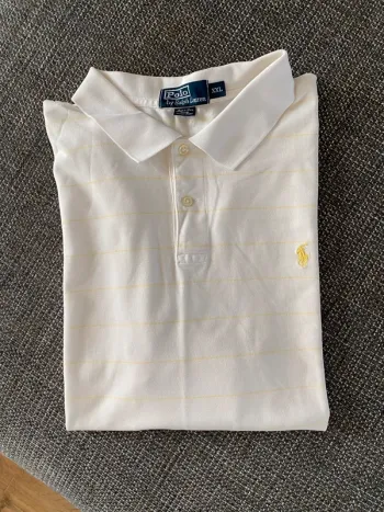 Polo Ralph Lauren XXL blanc à rayures jaunes – très bon état
