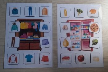 Jeu de tri armoire à linge et frigo.