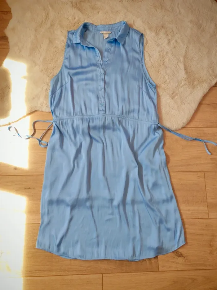 Robe fluide  chemise bleu turquoise 44 - photo numéro 2