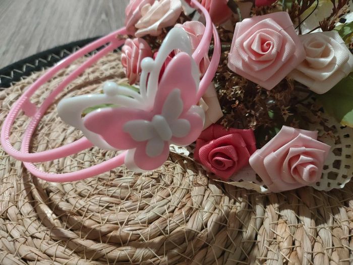 🦋Serre tête papillon rose et blanc🦋 - photo numéro 2