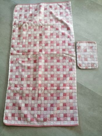serviette à carreaux rose et blanc 90 x 46 cm De Witte Litaer