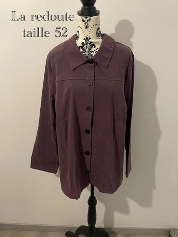 Veste chemise neuf La Redoute – Violet prune – Taille 52 – Élégante & confortable