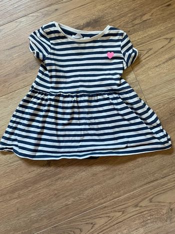 Robe marinière détail cœur rose 18-24 mois